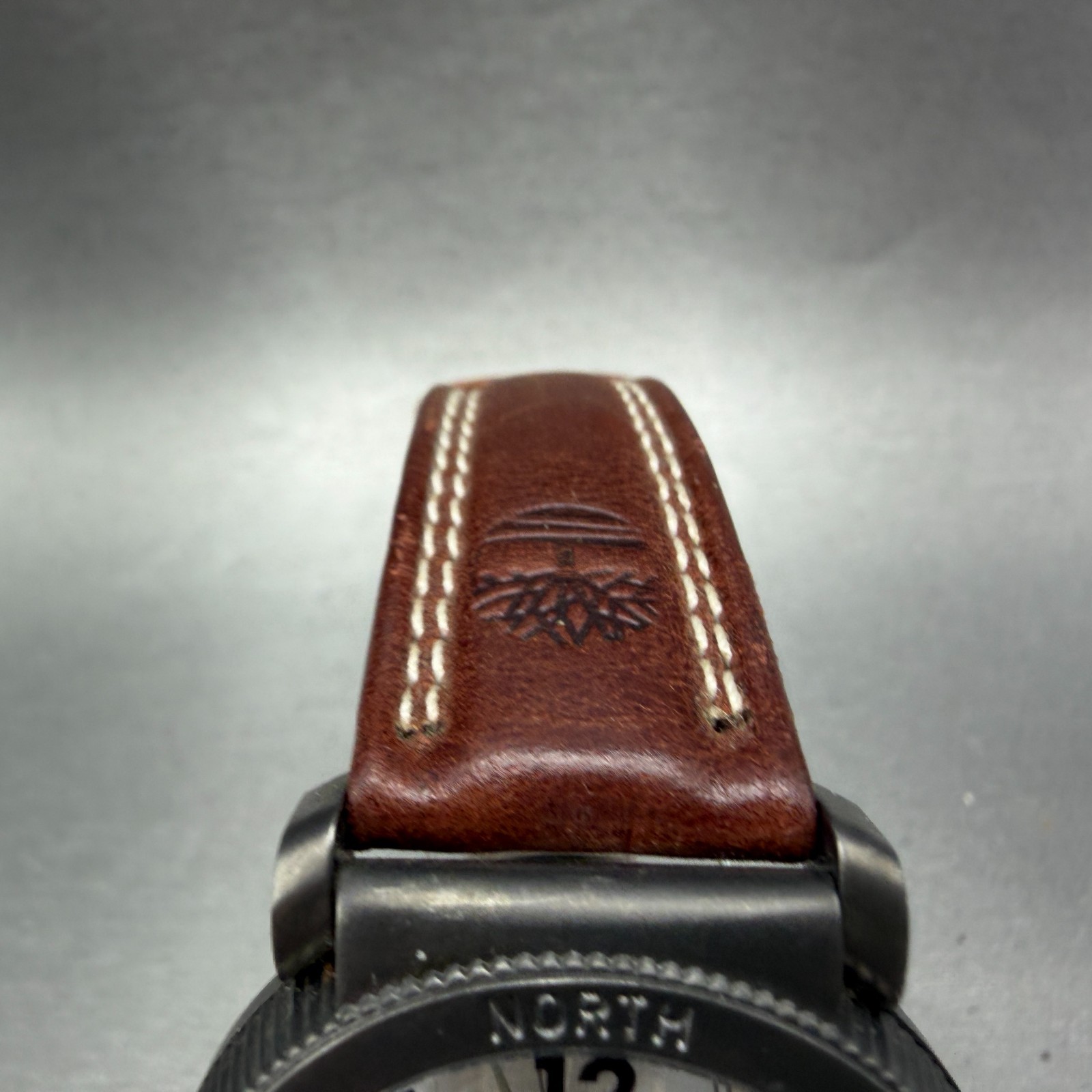 Timberland Compass Watch Men 38mm Gray Dial Black Tone Round New battery
