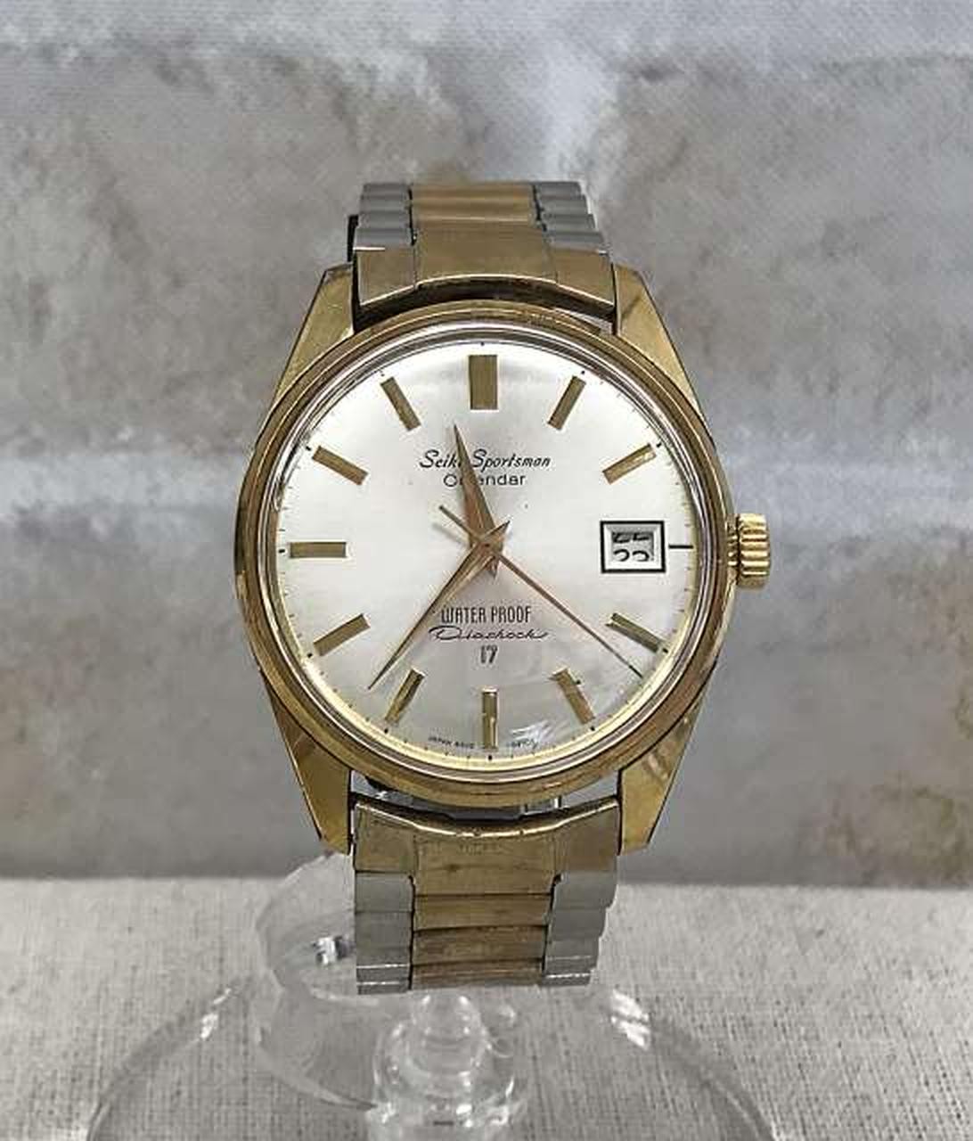 SEIKO Sportsman Calendar 889980 Silver Dial Manual Winding Mens Watch Auth Japan