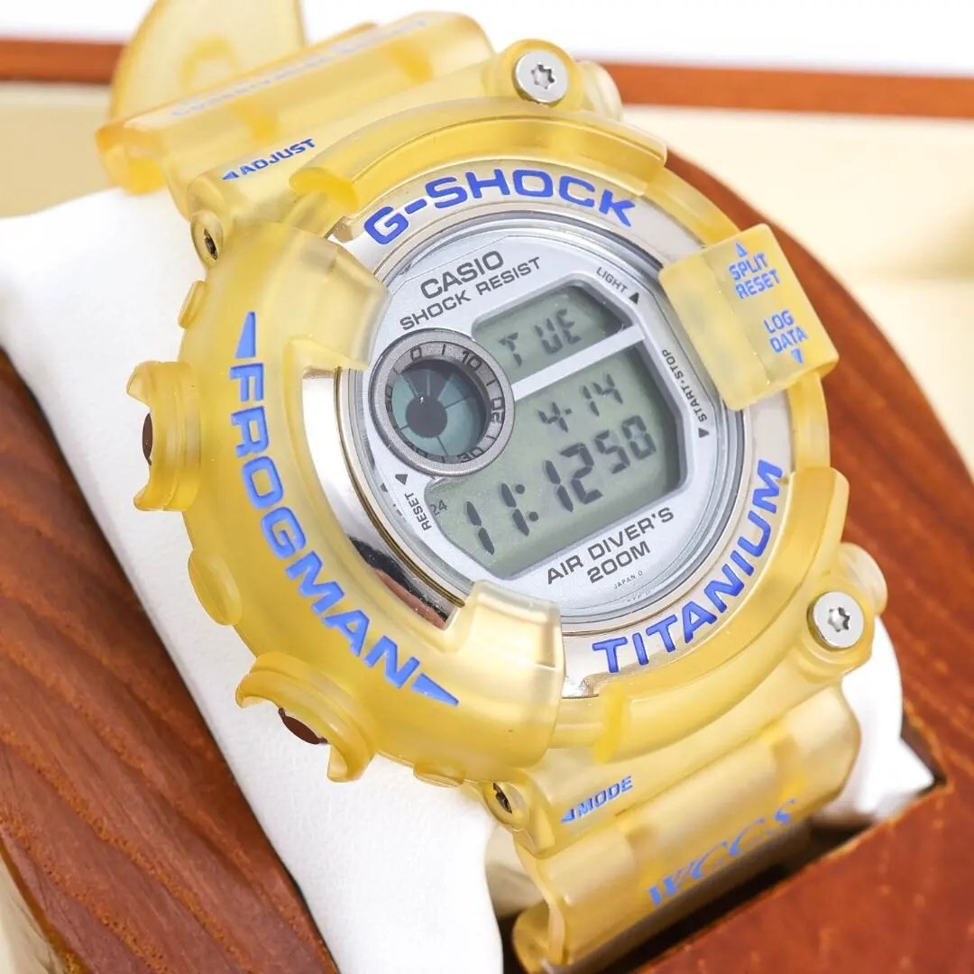 Working rare G SHOCK wristwatch clear yellow Frogman 3462