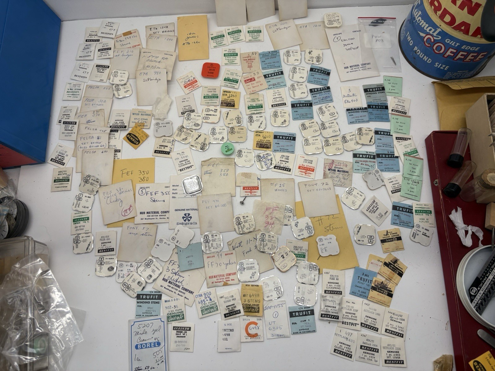 Large Lot Watch Parts ETA , FHF, Font, EBOSA, FEH, FF Others 100 Plus Parts