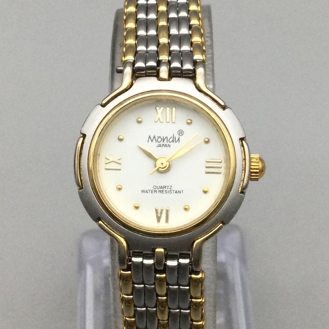 Mondu Womens Watch 23mm White Dial Two Tone Roman New Battery 7″