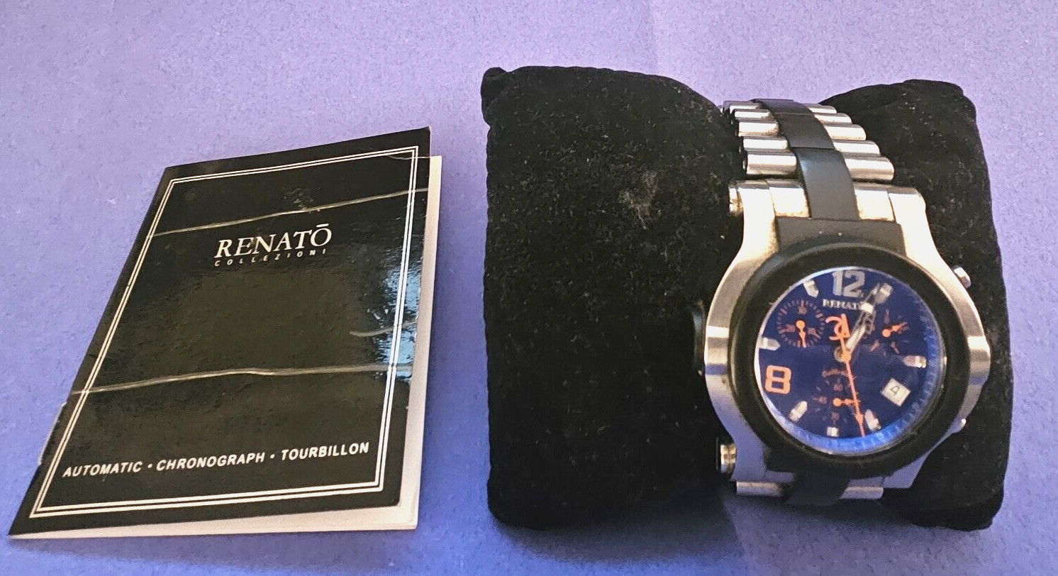 Renato Collezioni RubberIntegration Blue CarbonFibre Dial Working Box READ!