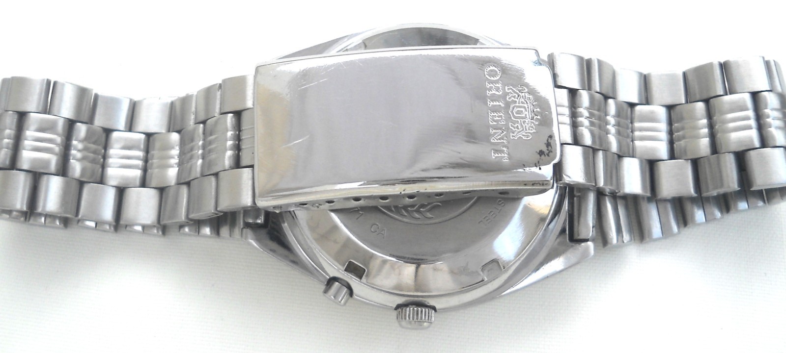 Vintage Orient 3 Star Crystal Automatic Black Blue Sunburst Dial Watch 21J Japan