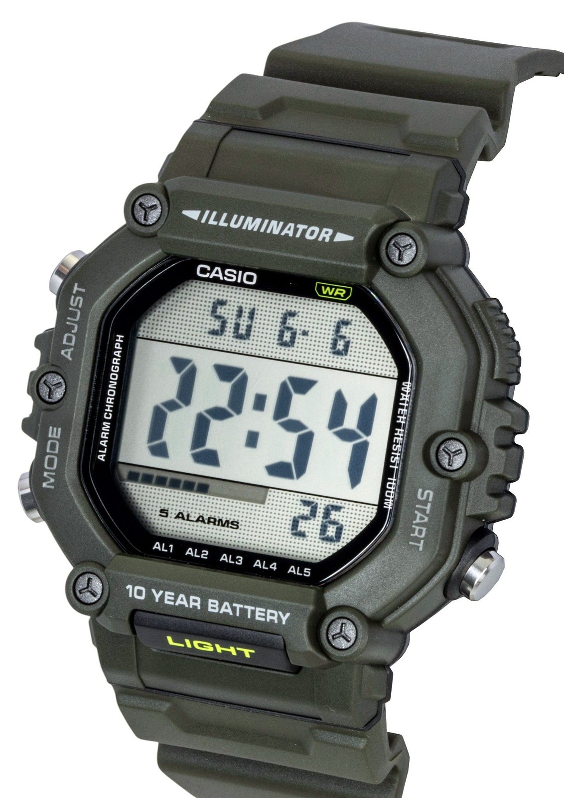 Casio Digital Extra Long Resin Strap Quartz AE-1600HX-3AV 100M Unisex Watch