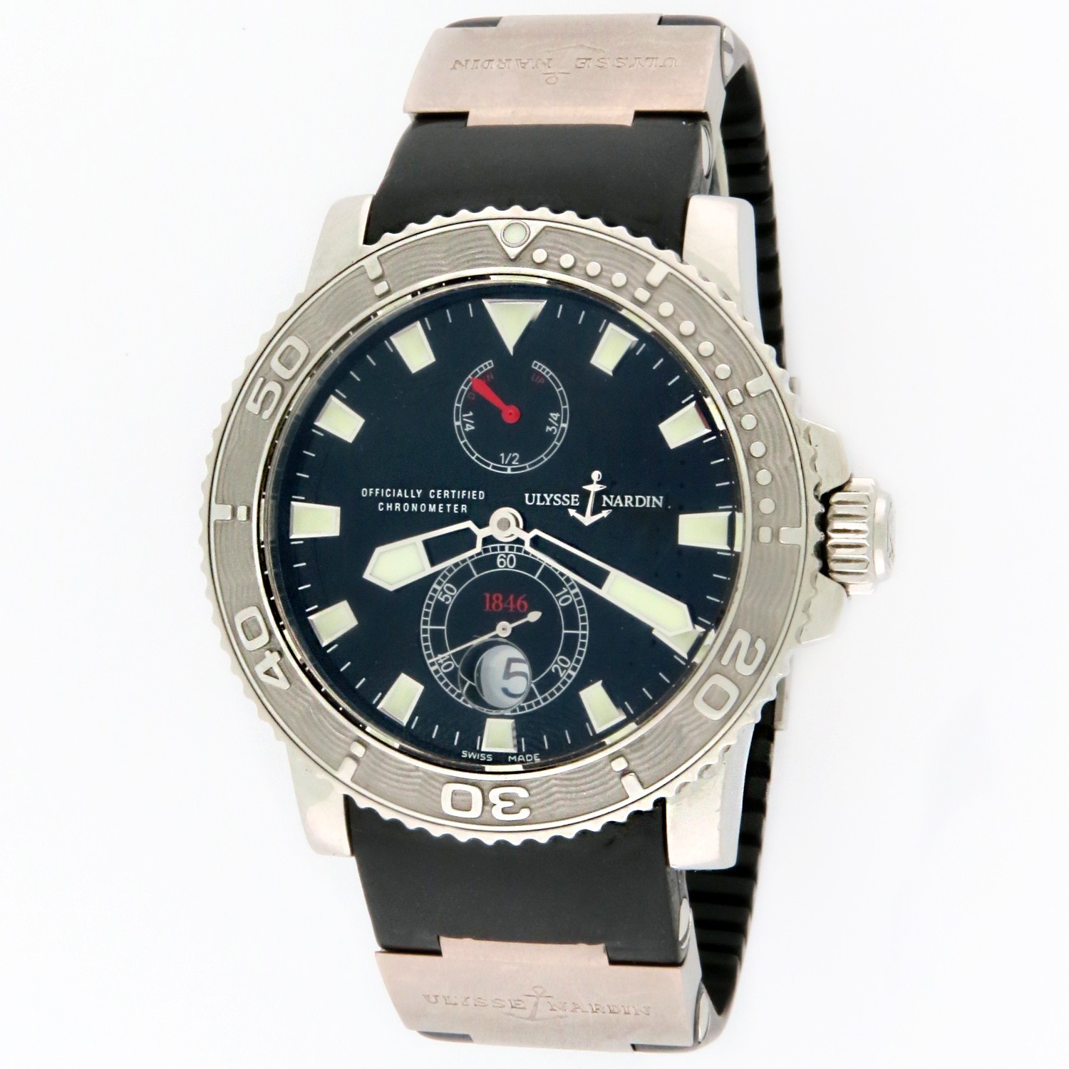 Ulysee Nardin Maxi Marine Chronometer Diver Black Dial SS/Ti Watch 263-33 43mm