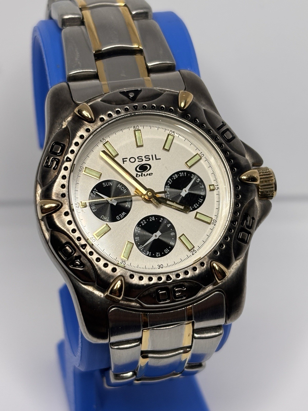 Fossil Blue Men’s Quartz Two-Tone Stainless Bracelet Watch 165ft Day/Date 24H