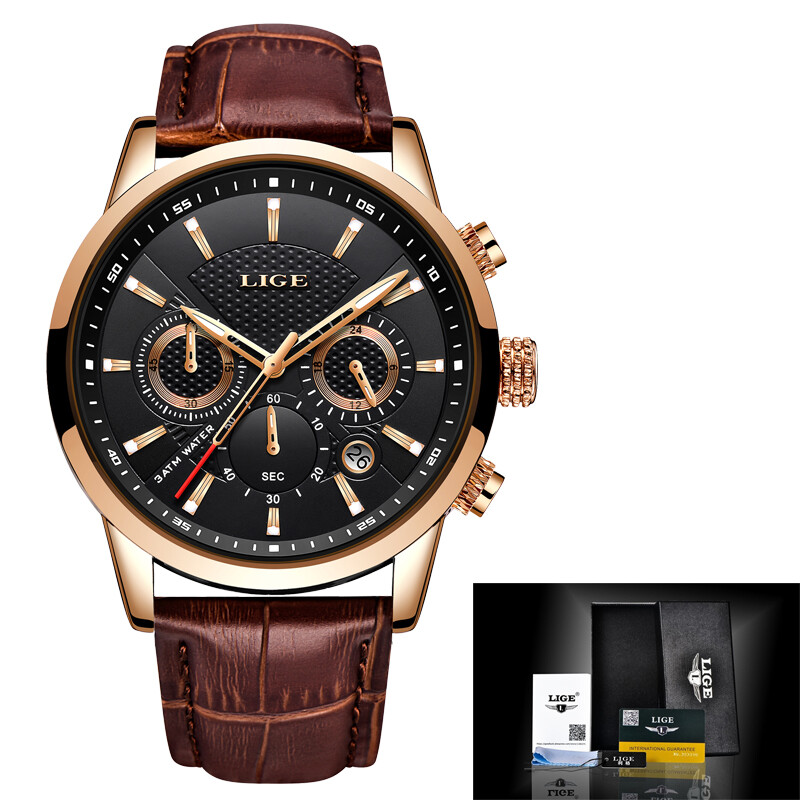 Luxury Men’s Watch Waterproof Quartz Date Luminous Business Leather Wristwatch