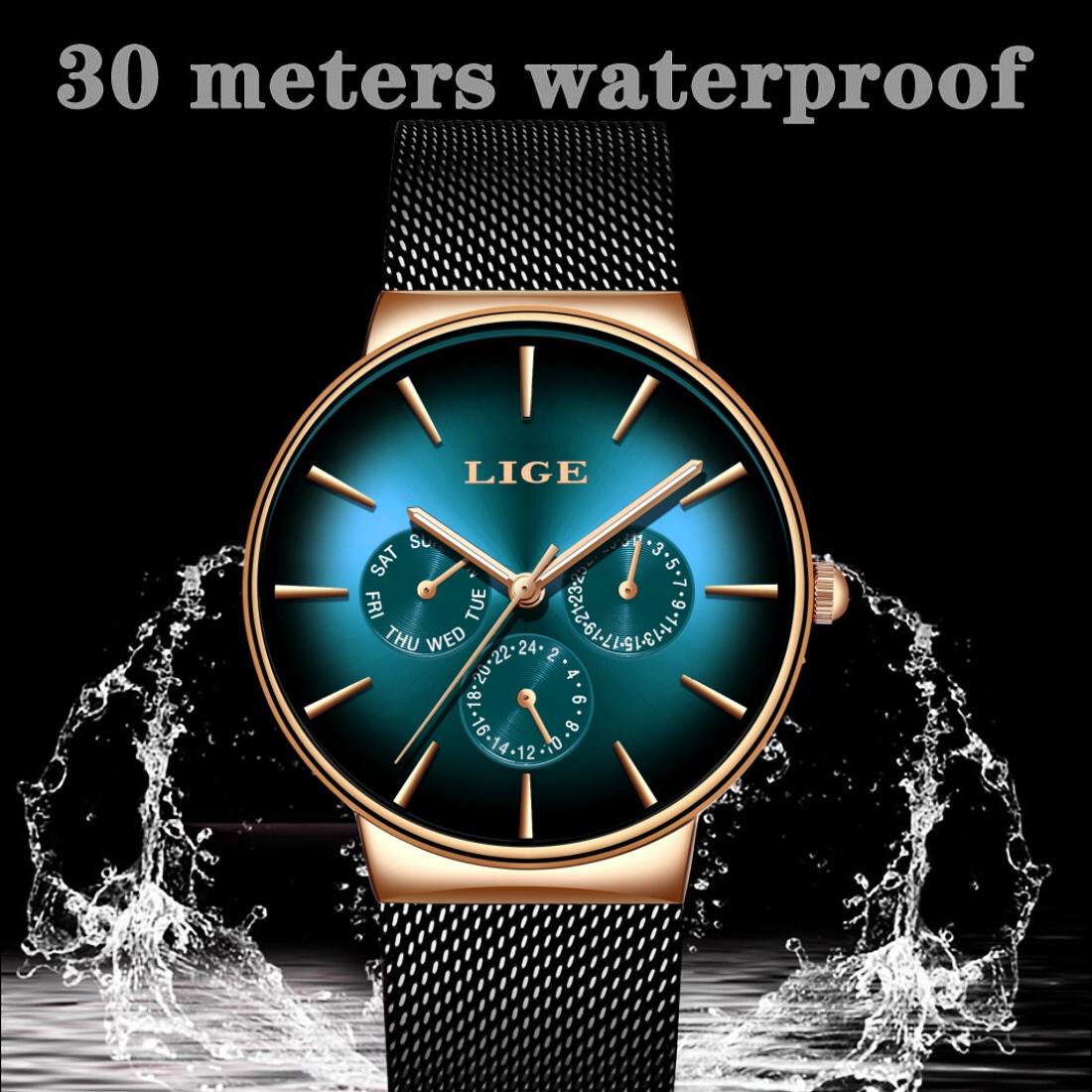 Men’s Luxury Watch Quartz Ultra-thin Date Stainless Steel Waterproof Wristwatch