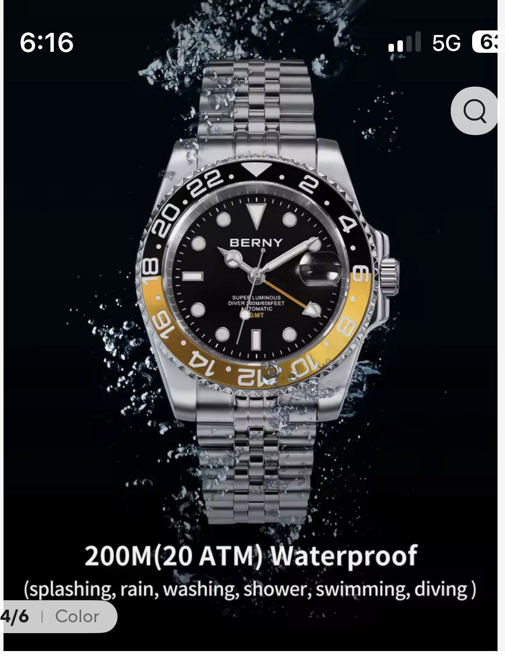 BERNY Watch Automatic GMT Black Dial Men’s Watch 1