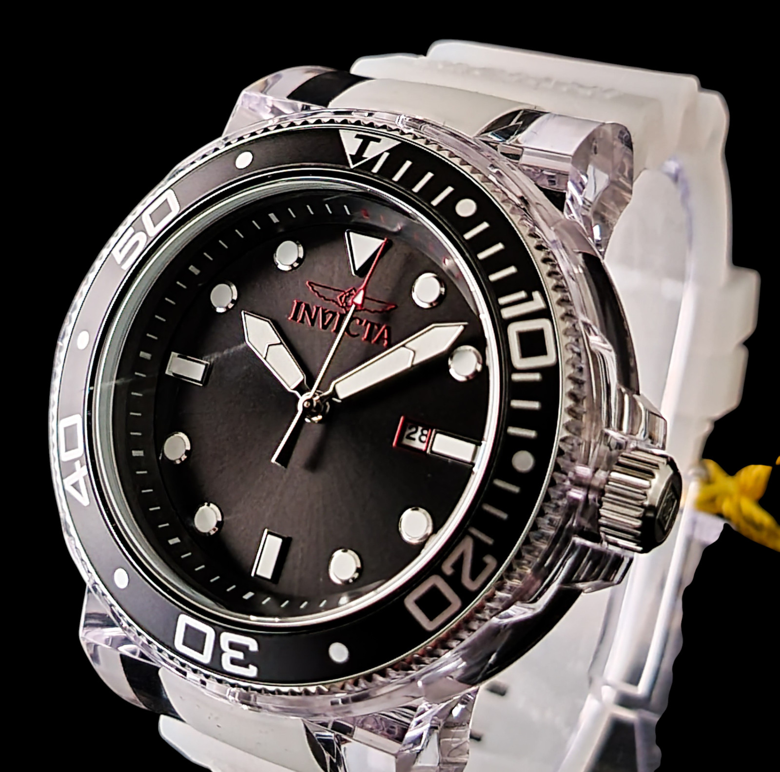 Invicta Pro Diver Men’s Watch Quartz 51.5mm, White, Transparent 32333