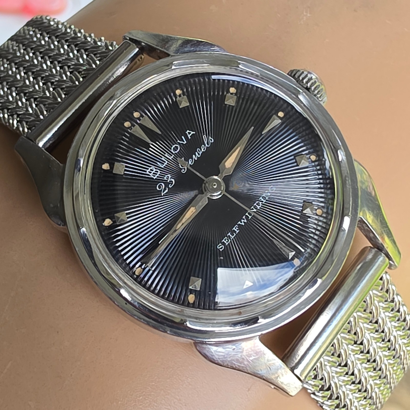 Vintage Bulova 23 “A” Men’s automatic watch sunburst dial 10BPAC USA 1950s