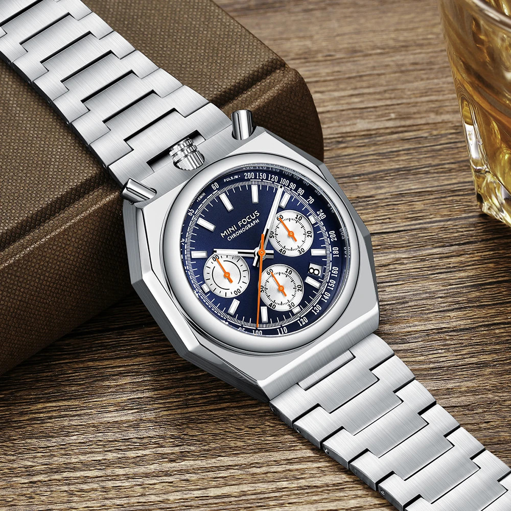 MINI FOCUS Fashion Multifunctional Quartz Watch for Men Calendar Luminous Luxury