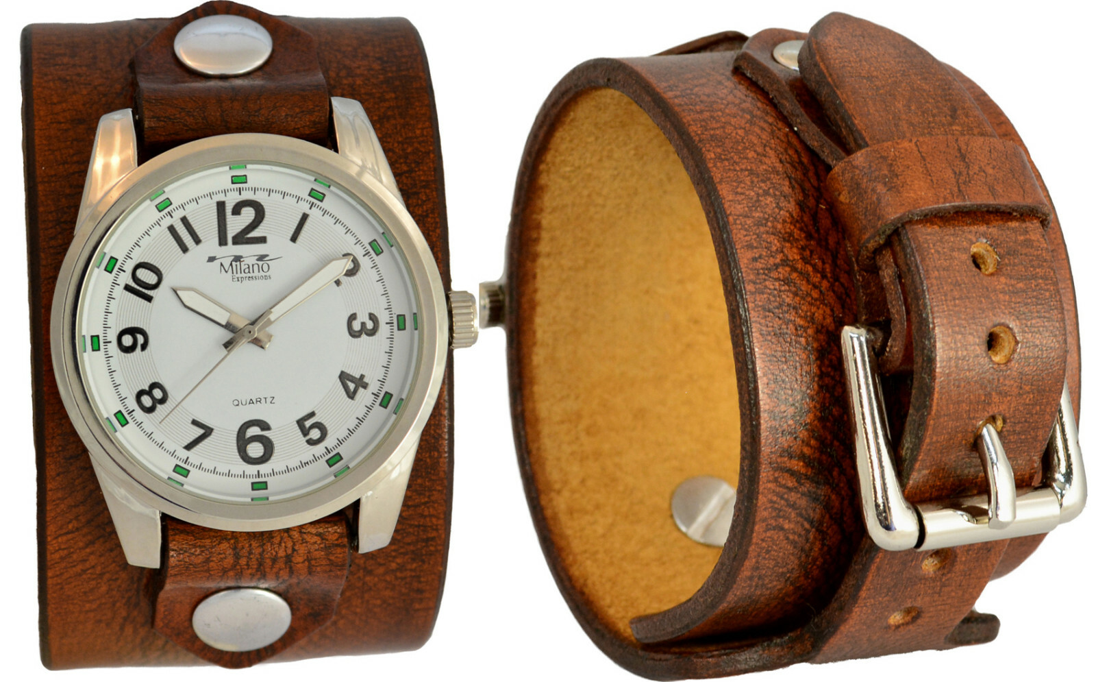 CuffWatches – Leather Cuff Watch – Wrap Around Cuff