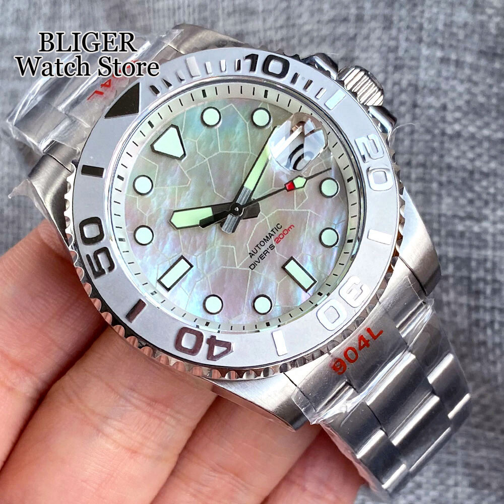 20ATM Dive Swim NH35A Black White Shell Dial Sapphire Luminous Mens Watch 2023
