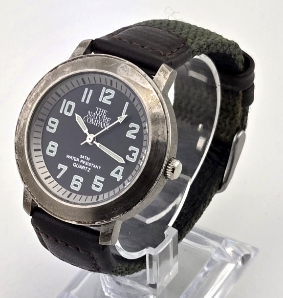 The Nature Company Adventure Explorer Watch w Green Nylon Band 30M WR NEW BATT
