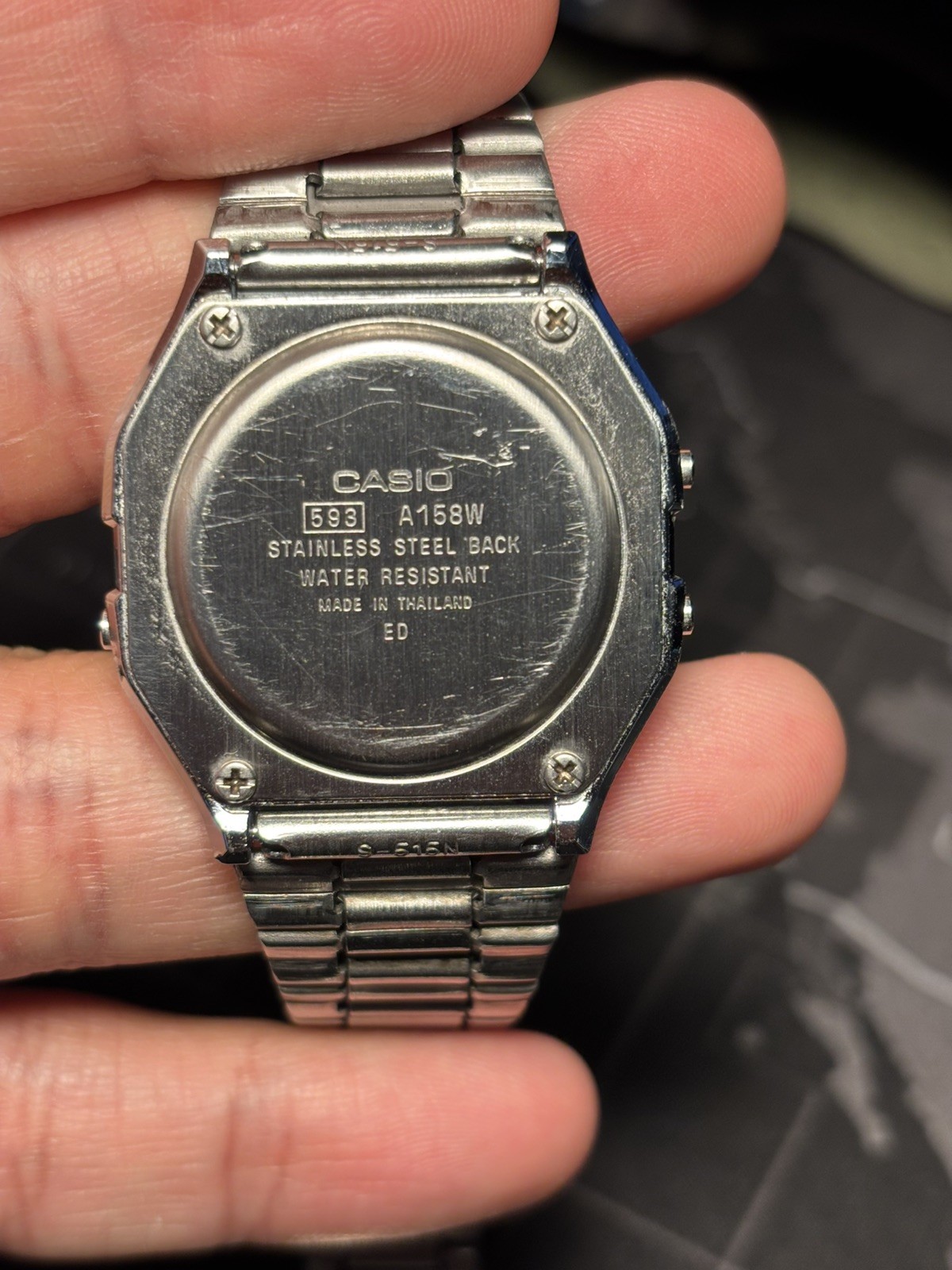 Casio A158W Digital Quartz Watch Silver Stainless Bracelet Alarm Chrono Light