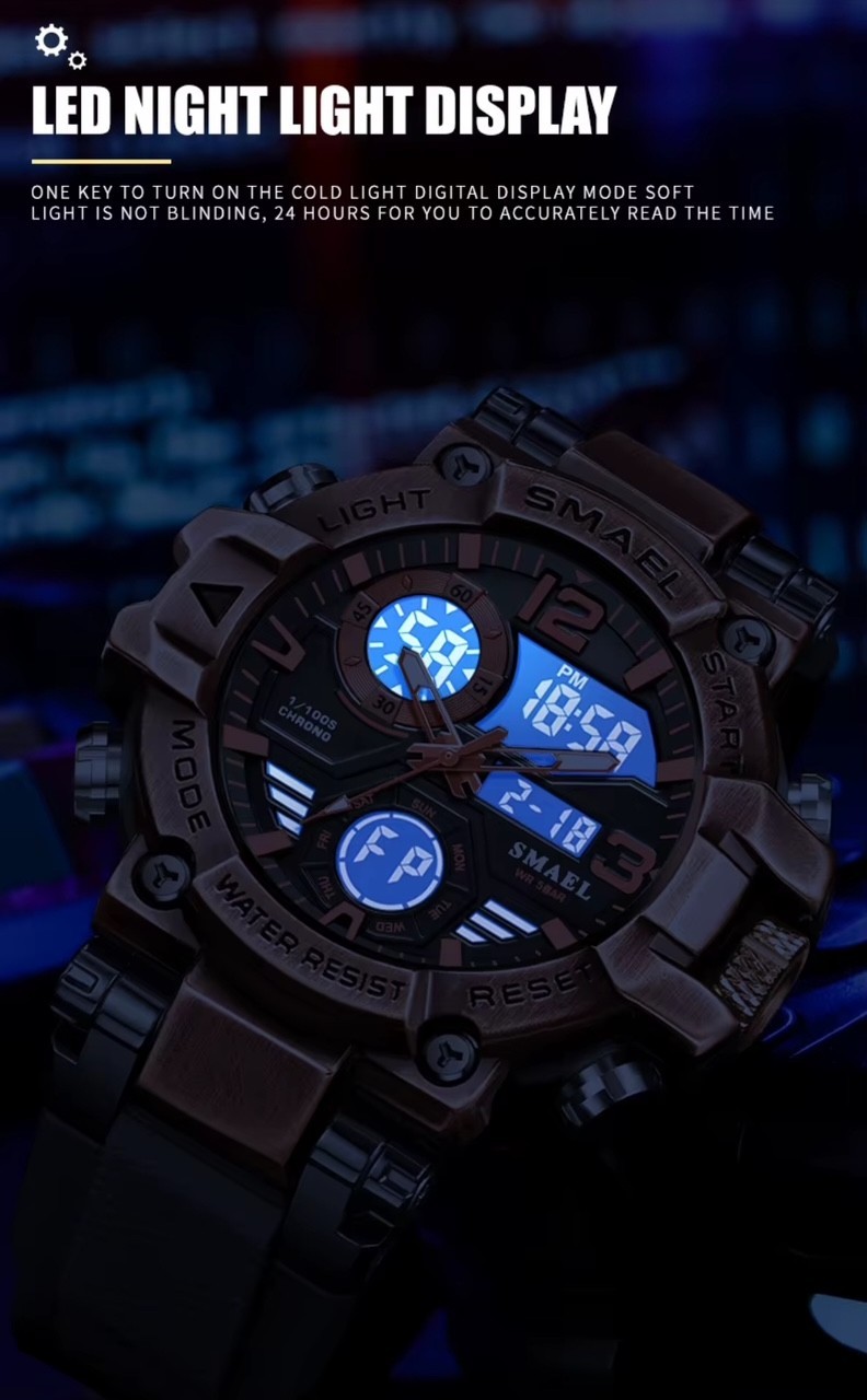 Oversized Chronograph Waterproof Digital Sport Shock Resistant WRIST WATCH 55mm