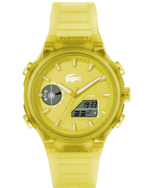 LACOSTE LC33 2011430 ANALOG & DIGITAL YELLOW DIAL SILICONE STRAP 45MM MENS WATCH