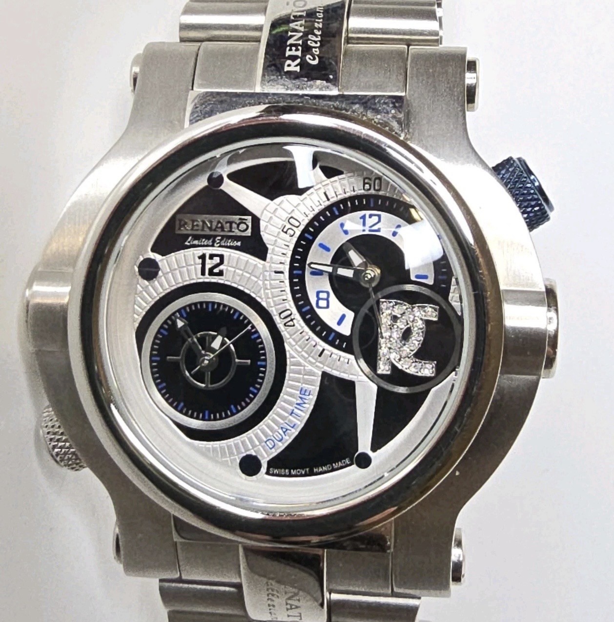 Renato Beast Swiss Quartz Dual Time Limited Edition Watch Black 46mm