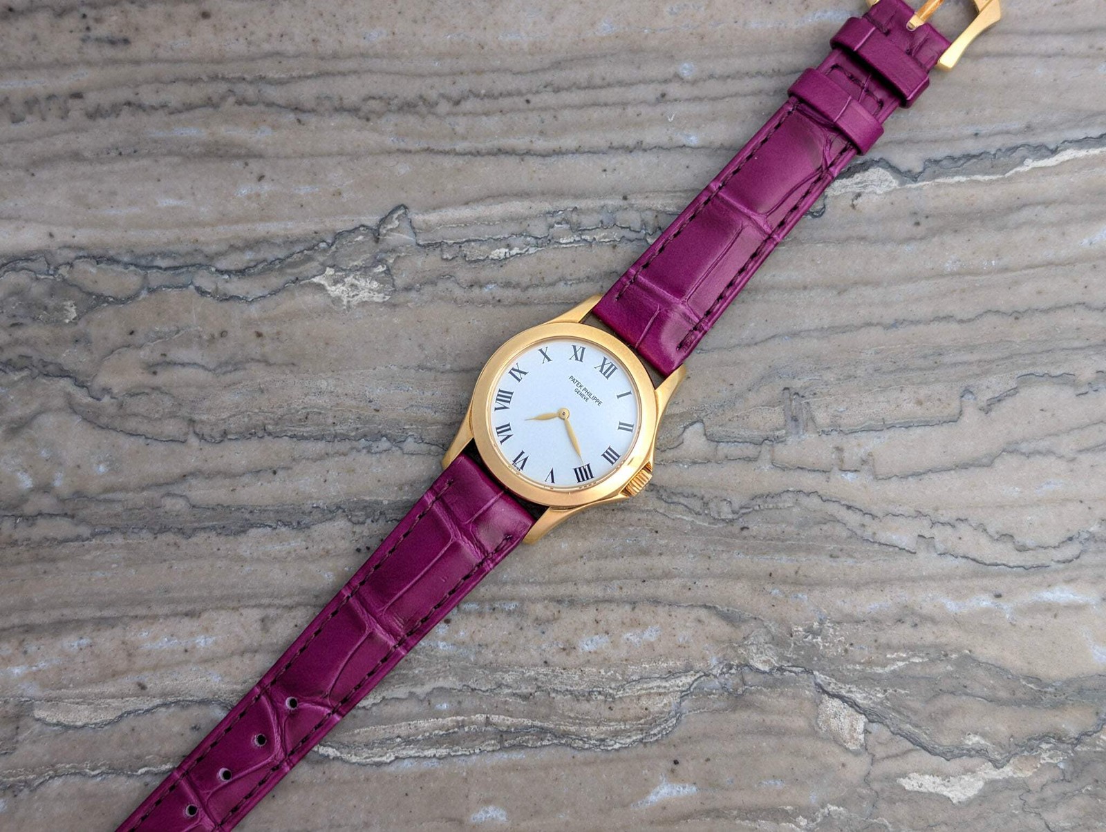 Patek Philippe Calatrava Yellow Gold Mini 4905J 18K 28mm Watch 2 Straps