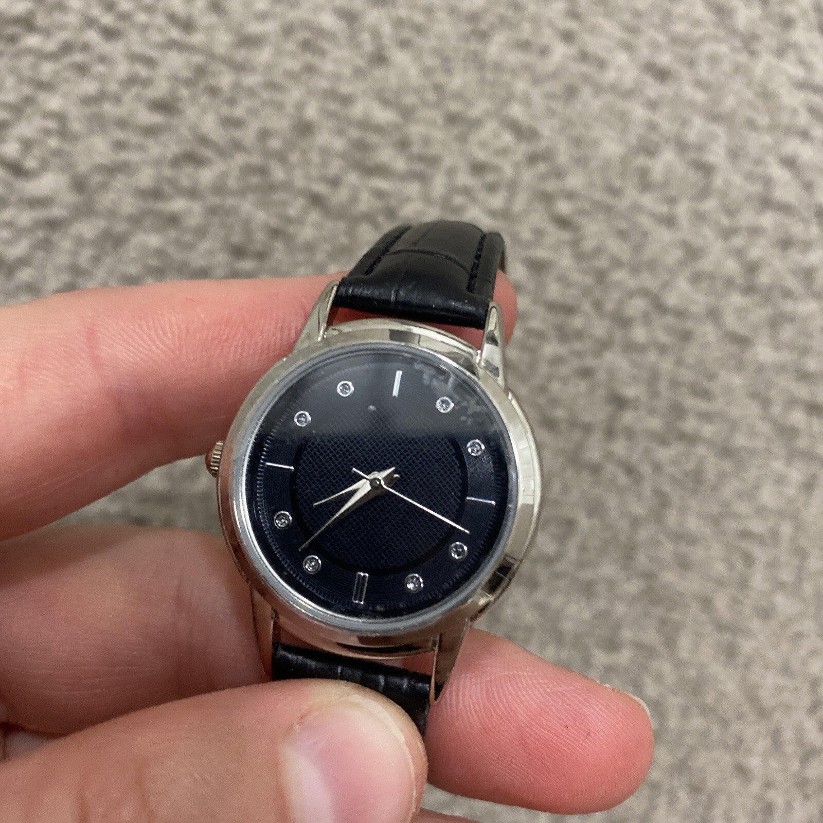 NWOT Vintage Glitter Women’s Black Band Watch Silver
