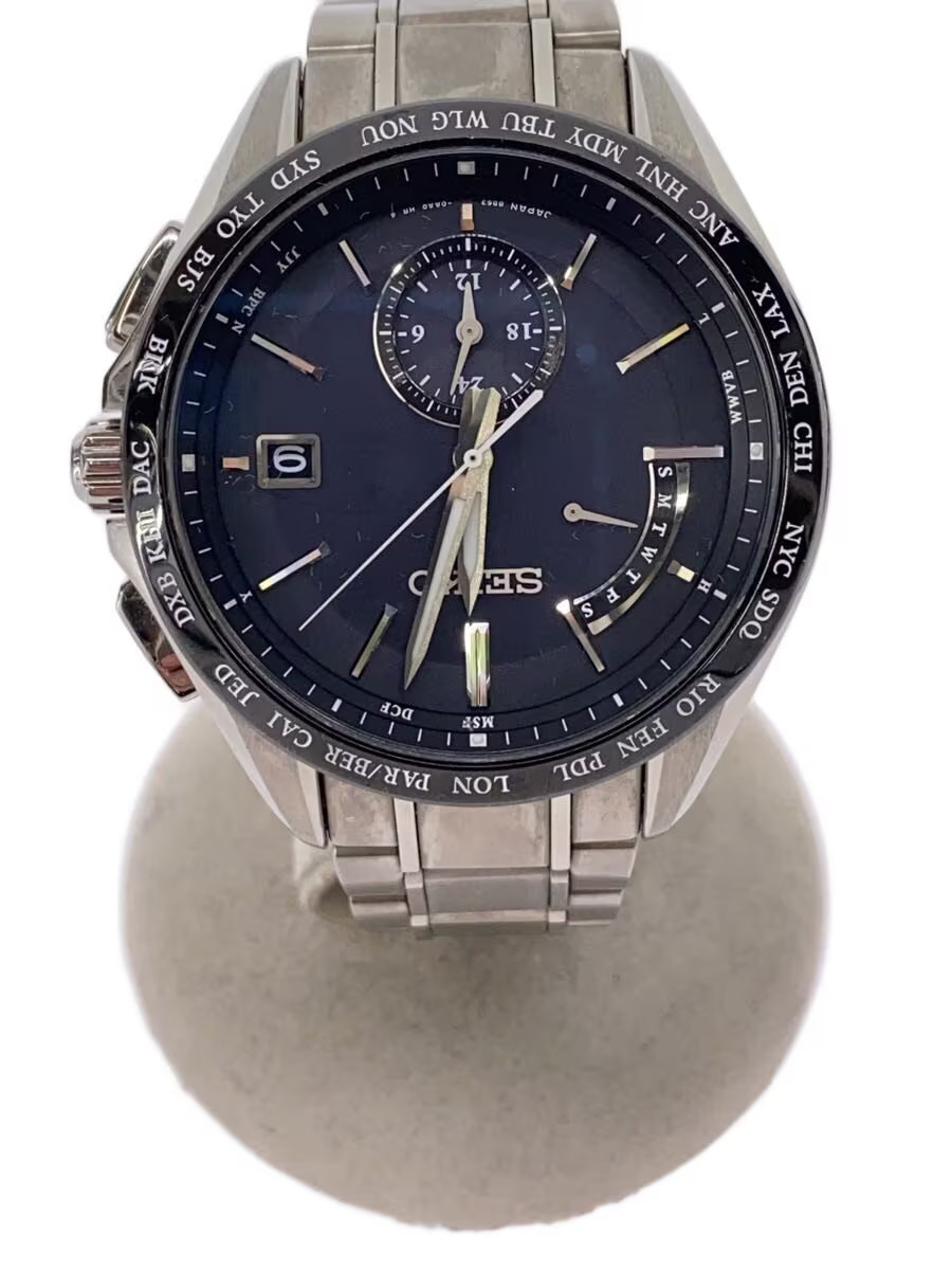 SEIKO Solar Watch Analog Titanium GRY SLV 8B63 0AA0