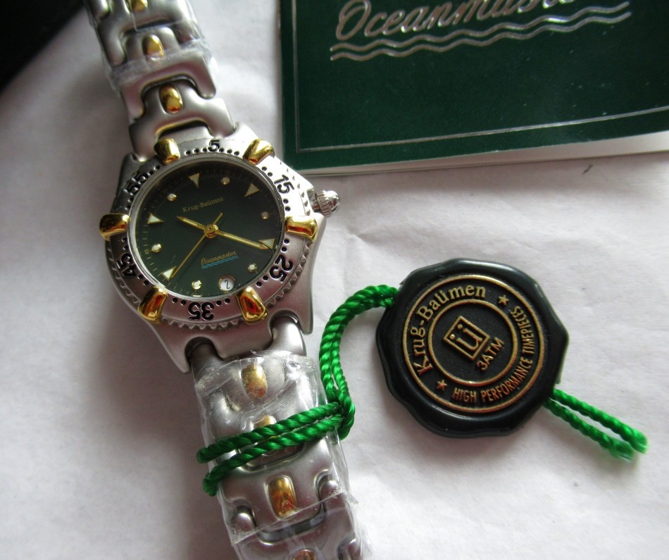 NEW Krug-Baumen OCEANMASTER 1914KL Vintage Quartz Watch Green Face Working