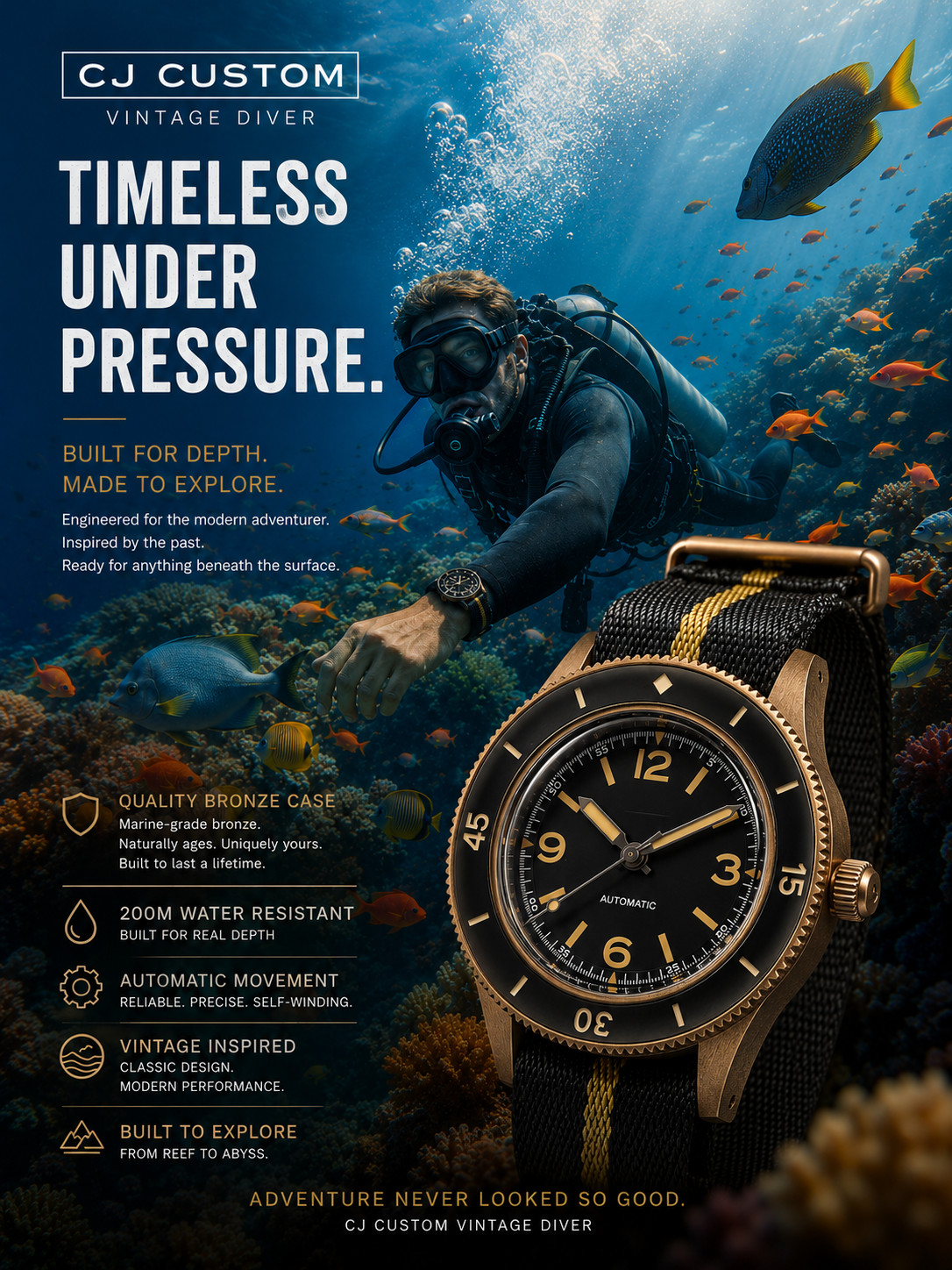 CJ CUSTOM VINTAGE DIVER WR20ATM