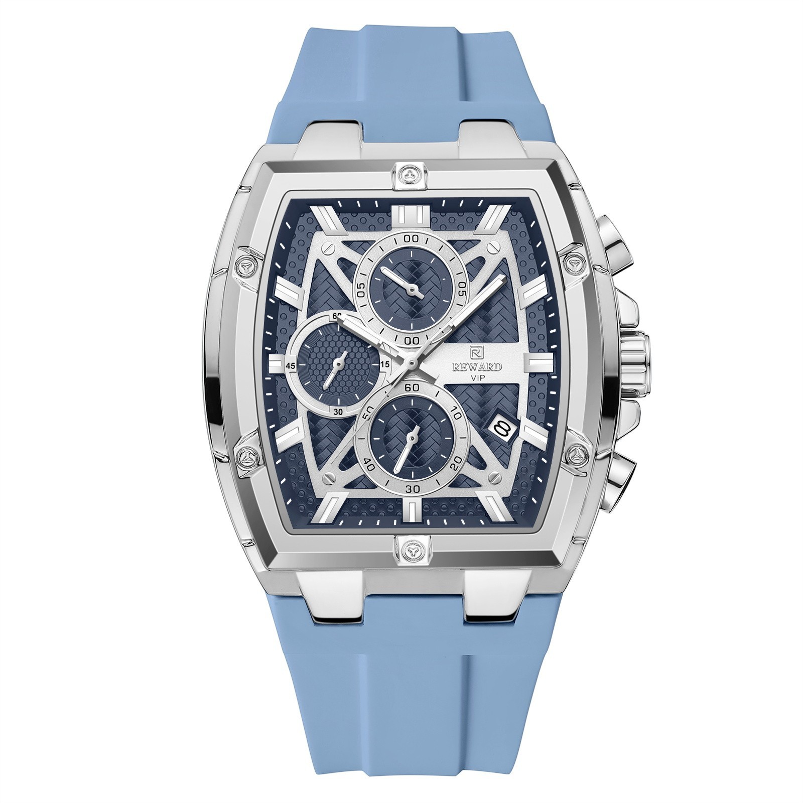 REWARD Men’s Tonneau Multifunction Chronograph Luminous Calendar Quartz Watch