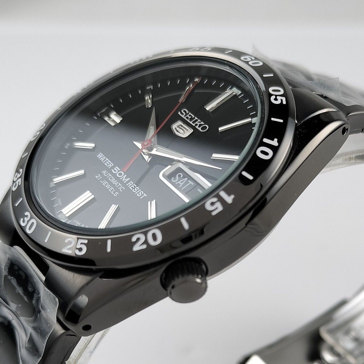 New With Overseas Reverse Import SEIKO5 Seiko Five IP Black Skeleton Day Date Au