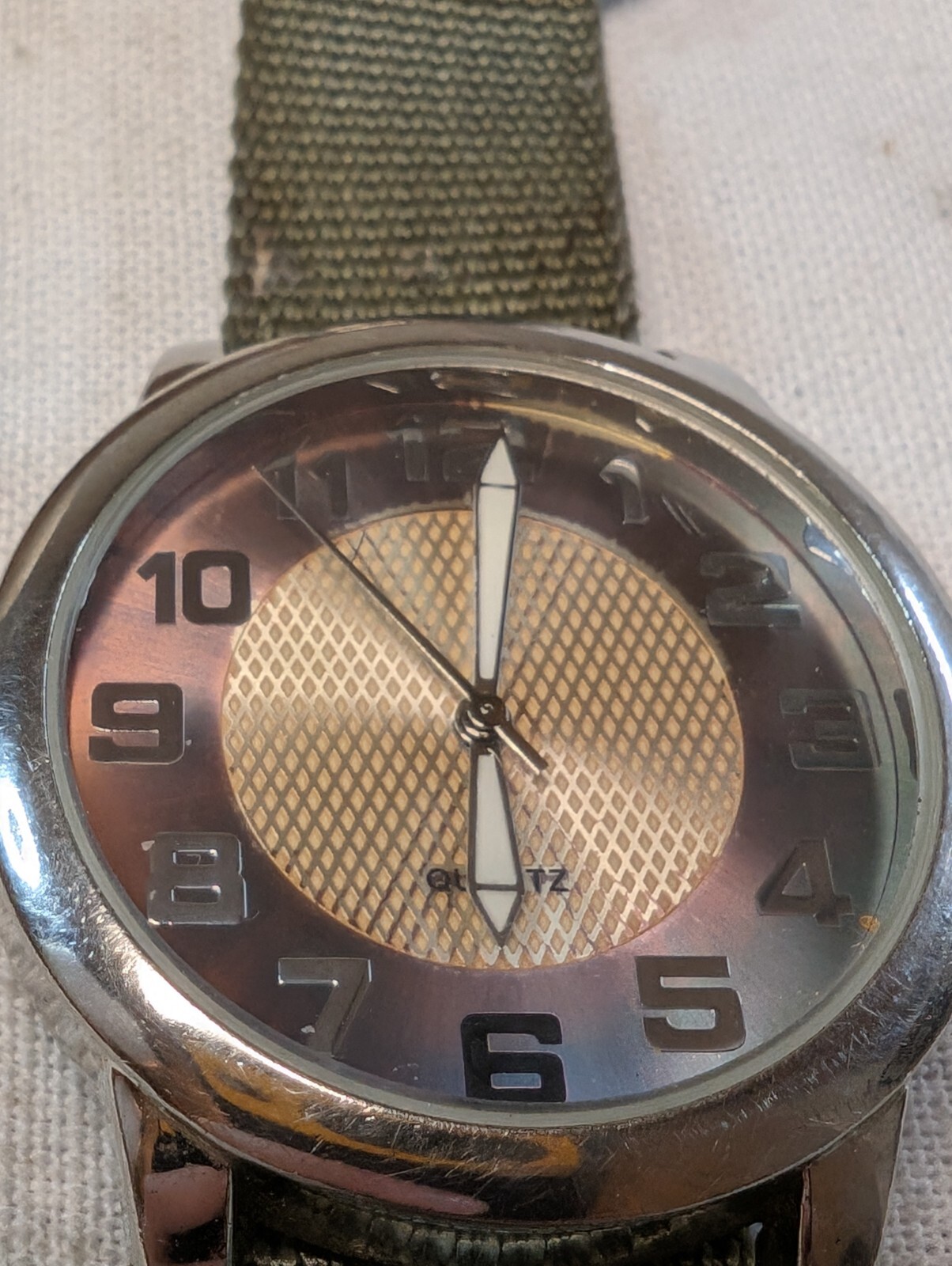 Gold And Bronze Tone Dial On One Piece Strap – Fashion Field Watch With New Batt