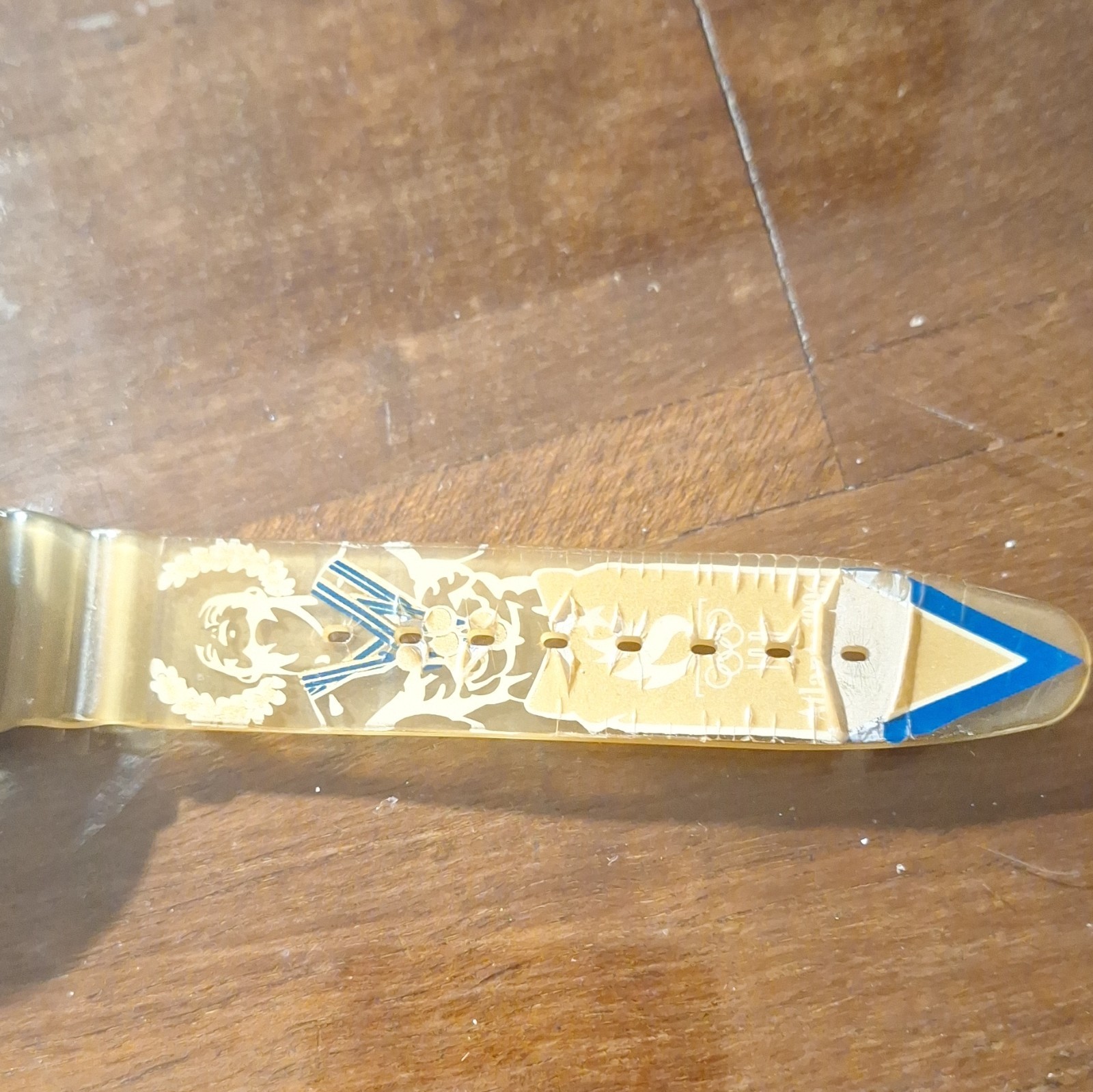 Swatch Centennial Quartz Chronograph 39mm 200m Clear Case Gold/Blue Strap
