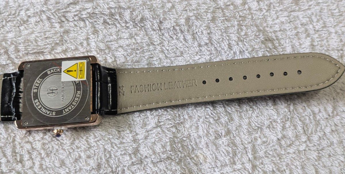PABLO RAEZ New Rectangular Tank Date Homage Watch Blue Hands Rose Gold x Black L