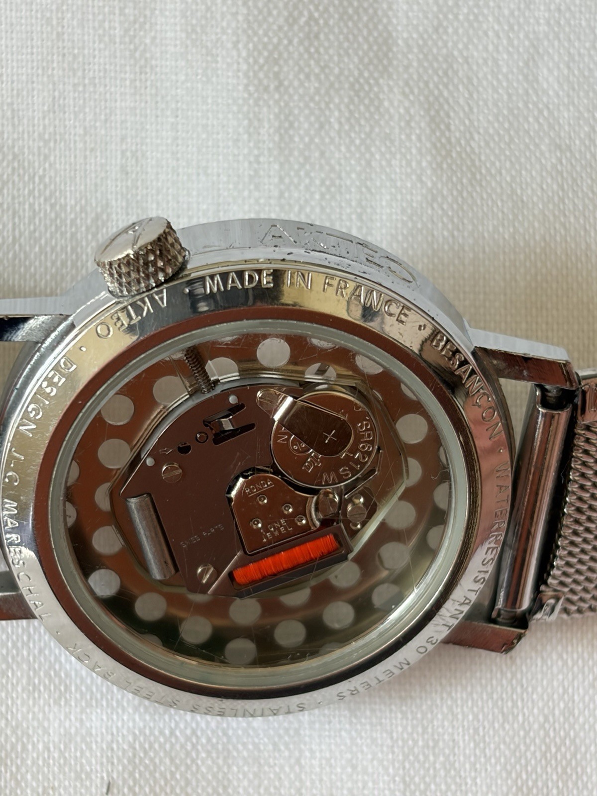 Akteo J.C. Mareschal Design Quartz Watch France Mesh Band Runs