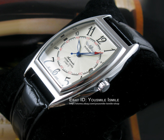 Luxury Leather Automatic Mechanical Skeleton Men Sport Date Wrist Watch Black