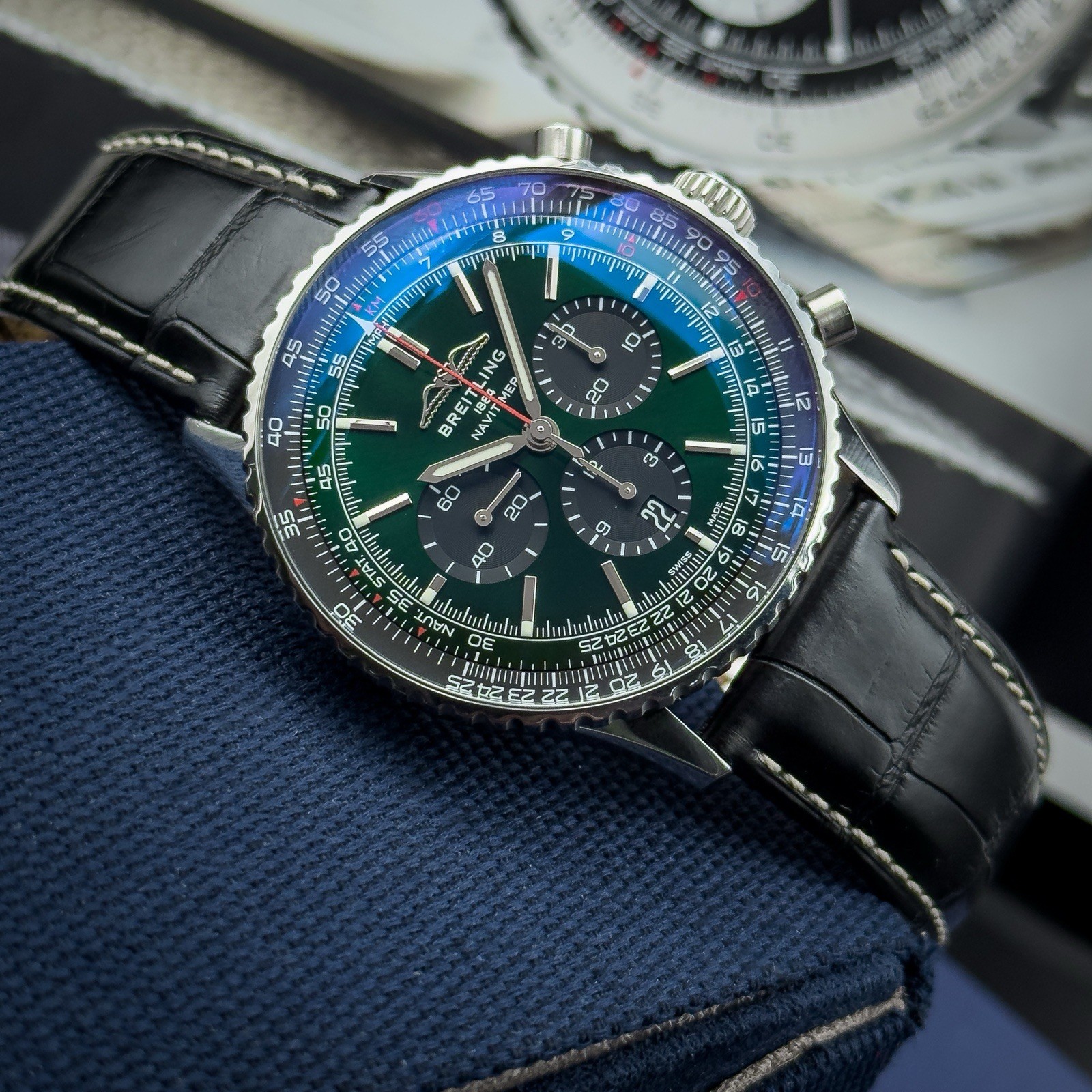 2022 Breitling Navitimer B01 46mm AB0137 Green Dial Under Warranty