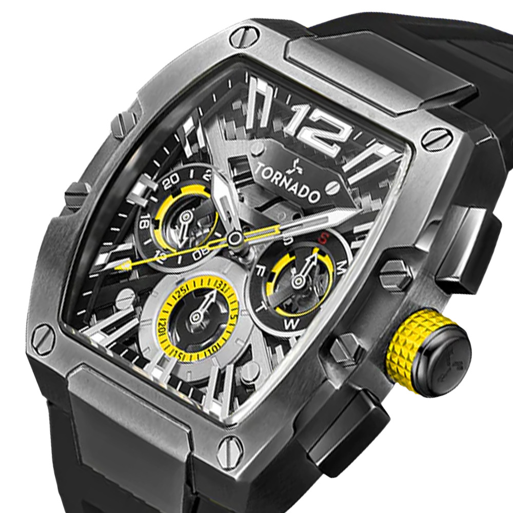Tornado Xenith Men’s Multi Function Watch | Black Dial, 43x54mm, 100 m (10 ATM)