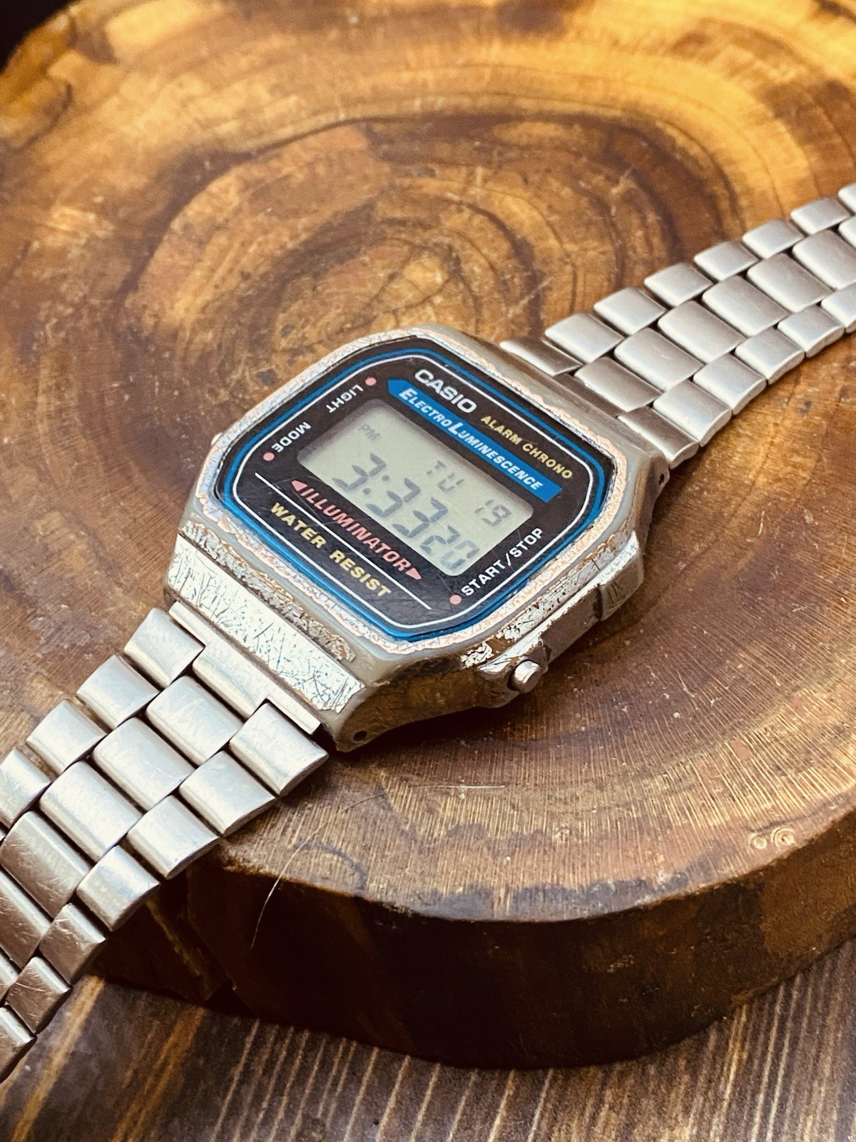 Casio A168 Illuminator Digital Watch Silver Electro Luminescence #8491