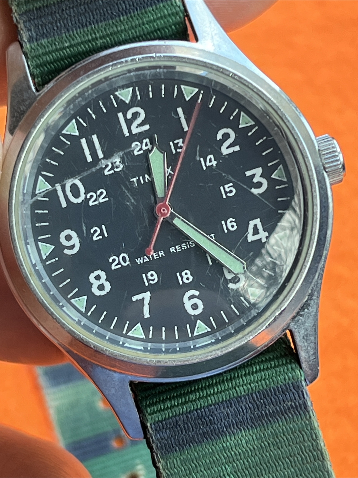 Timex J. Crew Circa 2008 Quartz Military Field Wristwatch Black Dial New Battery