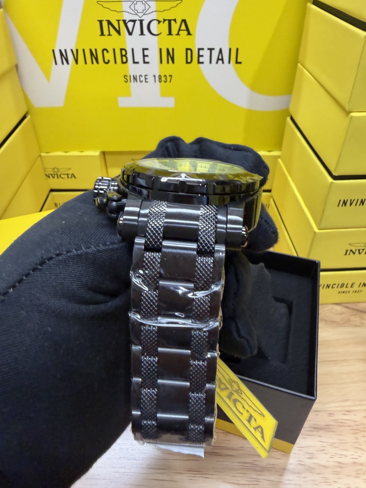 Invicta Coalition Forces Night Hawk 49229 Men’s 52mm Black Steel Yellow Dial Qua