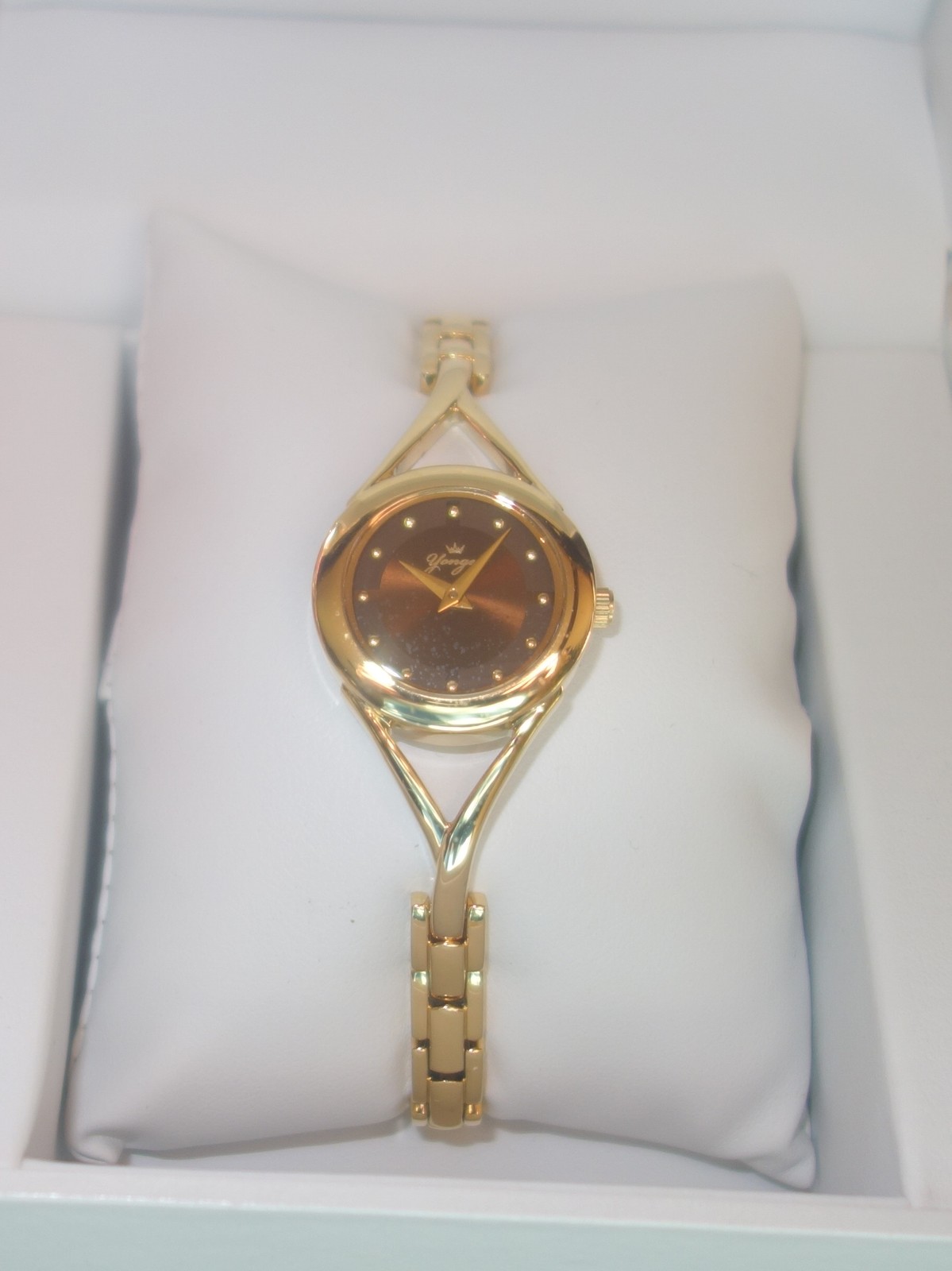 Yonger and Bresson Gold IP Steel Brown Dial Bracelet Watch DMP 1499/20 new