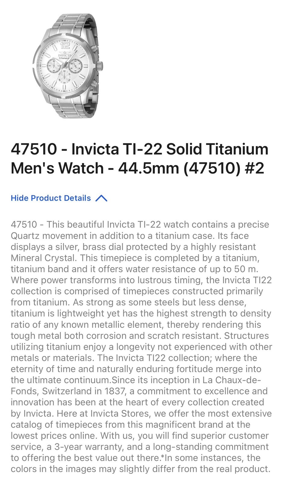 🔥NEW🔥Invicta TI-22 Solid Titanium 44.5mm Men’s Watch 47510