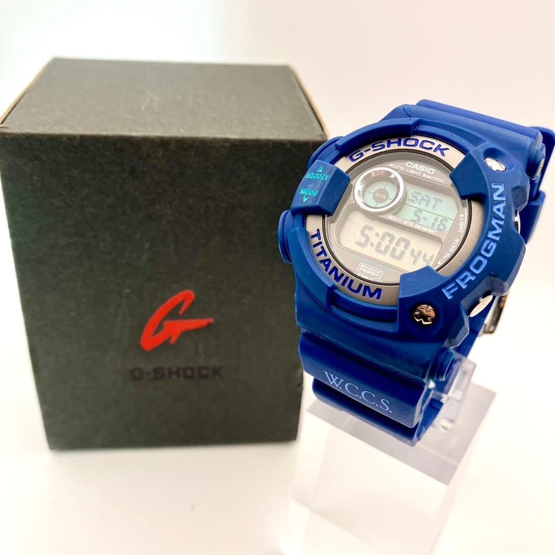 CASIO G-SHOCK DW-9902 WCCS FROGMAN Blue Titanium Watch Used Japan