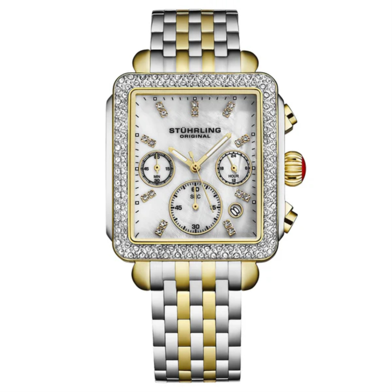 Stuhrling Sonata 4083 2 Chronograph Stainless Steel Two Tone Date Womens Watch