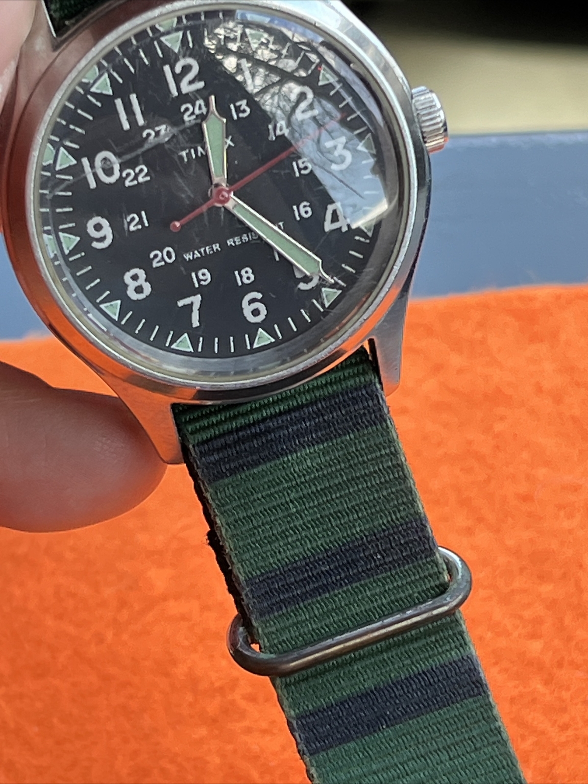 Timex J. Crew Circa 2008 Quartz Military Field Wristwatch Black Dial New Battery