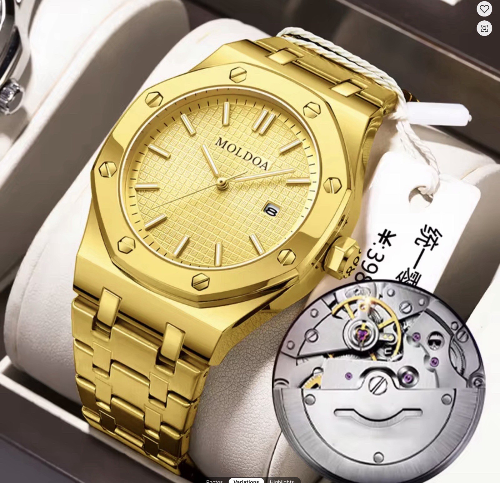 Men’s Skeleton Mechanical Luminous Waterproof Octagon Shaped Date Window Watch