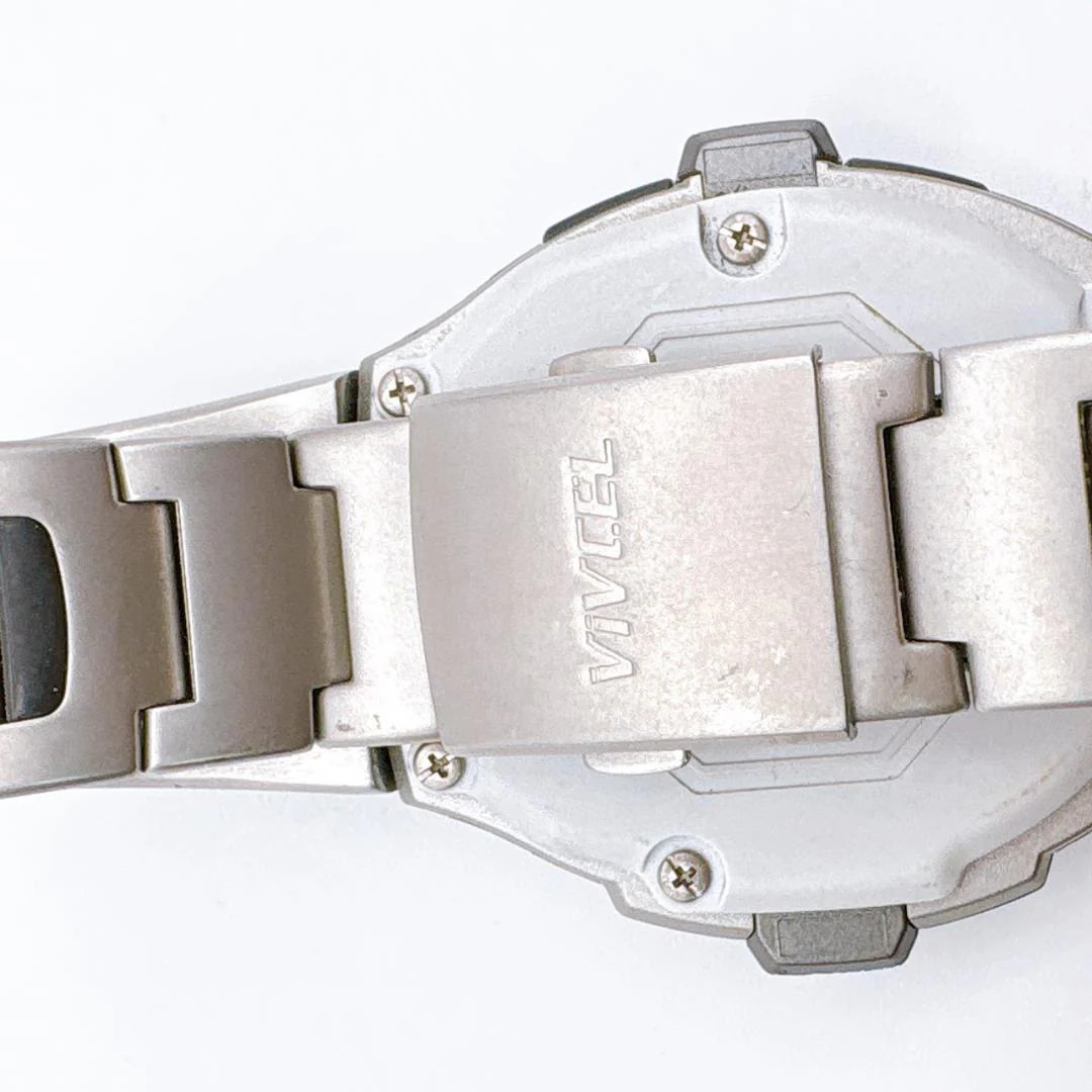 Casio Vivcel Vcl-100 Module 1555 Digital Silver-Toned Watch