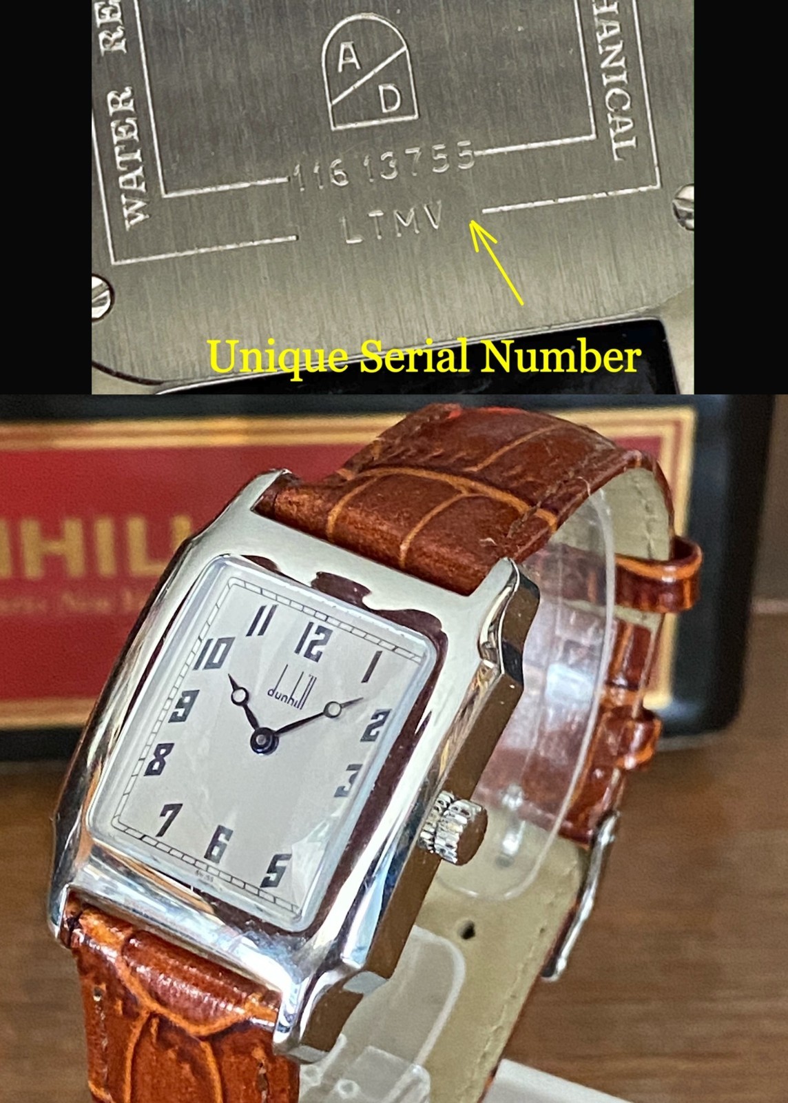 DUNHILL Men’s Rectangular by Cartier C: 1990. 28mm/39mm