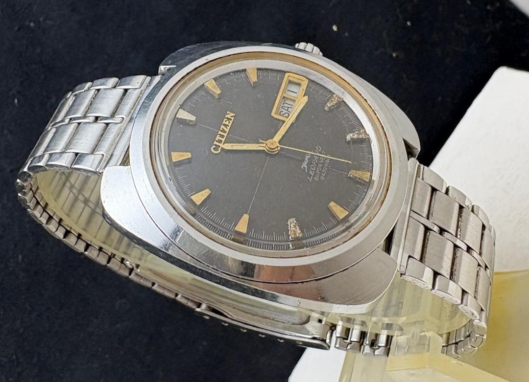 Citizen Leopard Super Beat Auto Watch Working 38mm 18.5cm 7.28in Vintage Japan