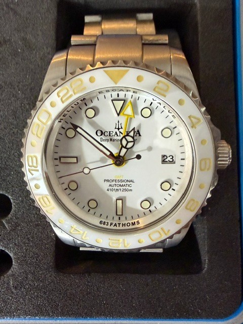 Oceaneva Men’s Deep Marine Explorer GMT Watch 1250M Ceramic Bezel Titanium watch